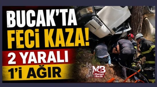 Bucak’ta Beton Mikseri Şarampole Devrildi: 2 Yaralı, 1’inin Durumu Ağır